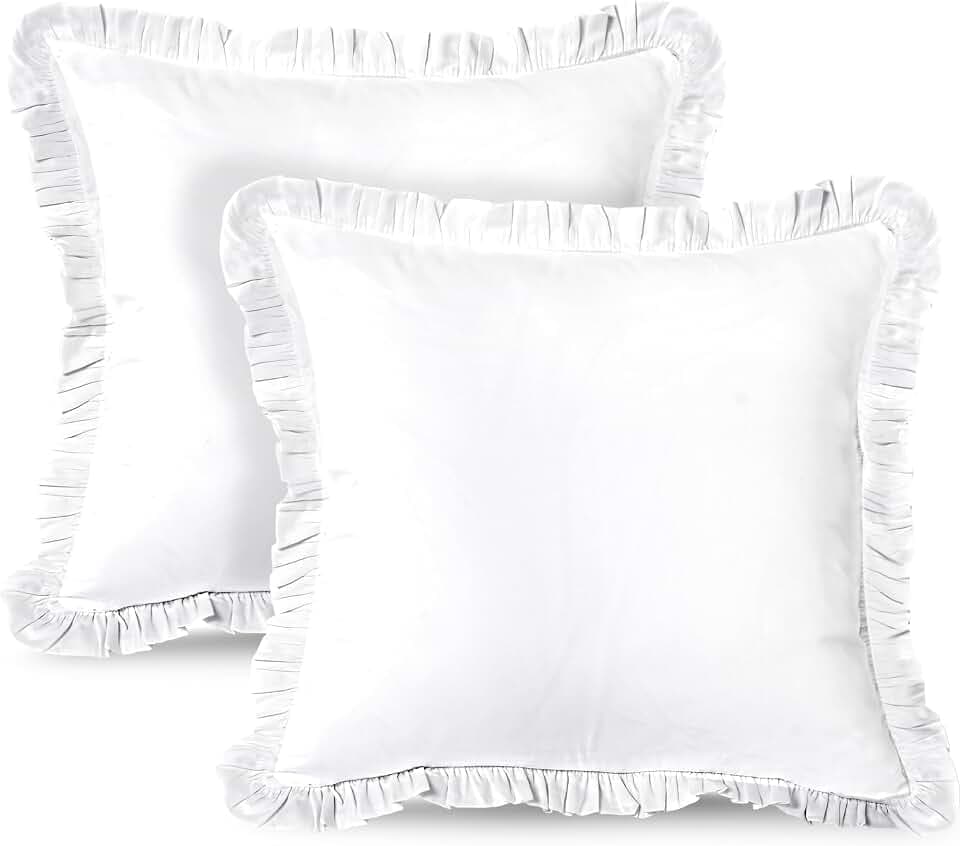Ruffle Protector Pillow Covers 20x20 Inch, Pack of 2
