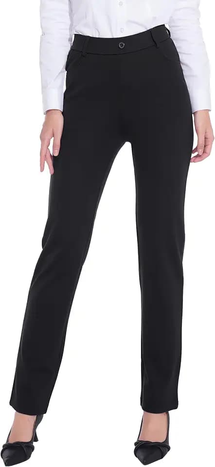 ZTN Womens Dress Pants for Pockets Black Work Casual Slacks