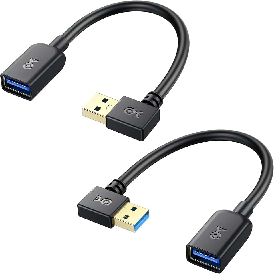 Cable Matters 5Gbps Combo-Pack Right Angle USB Extension Cable, 0.5ft/16cm