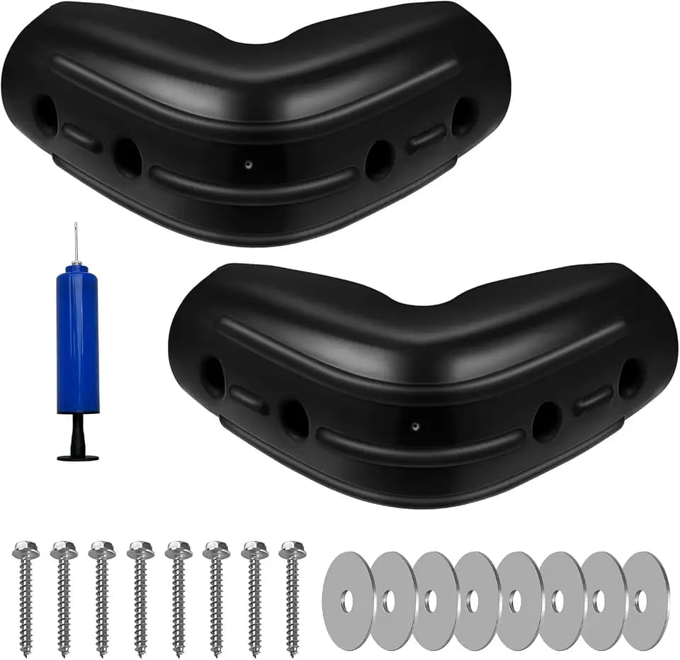 Dock Corner Bumpers 2 Pack, Marine Corner Dock Bumpers Fender Guard for Docking, Soft UV-Resistant Vinyl, Inflatable Boat Dock Bumpers for 90-Degree Angles, 10"x10"