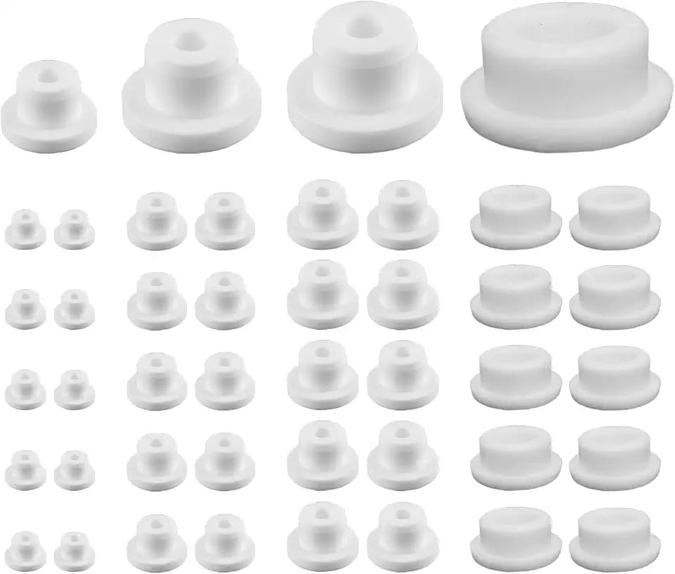 40 PCS Bathtub Jet Covers Silicone Hole Plug White Tube Plugs Waterproof 4 Sizes Bathtub Plug Fit for 12mm 14mm 16mm 22-23mm Bathtub Hole