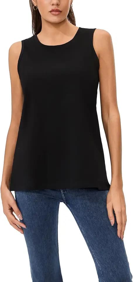 Tank Top for Women Loose Summer Casual Sleeveless Crewneck Shirt