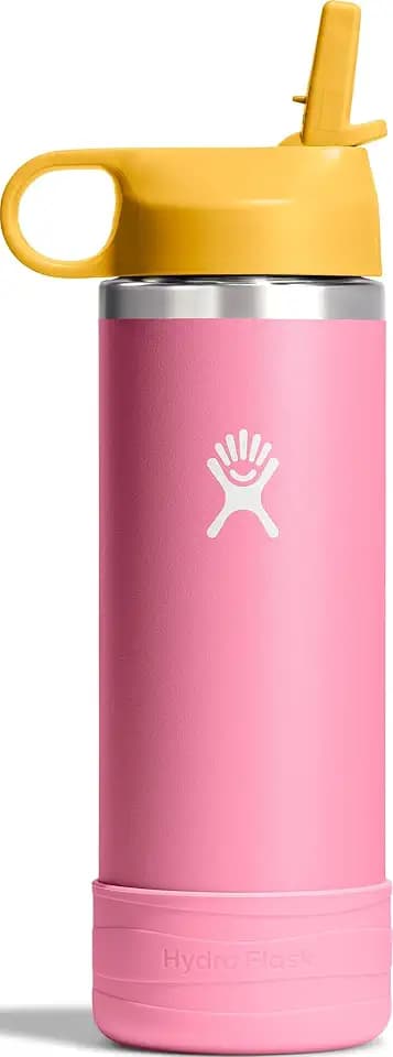Hydro Flask Kids Water Bottle for School - Stainless Steel and Insulated with Straw Cap - 18 Oz in Dahlia