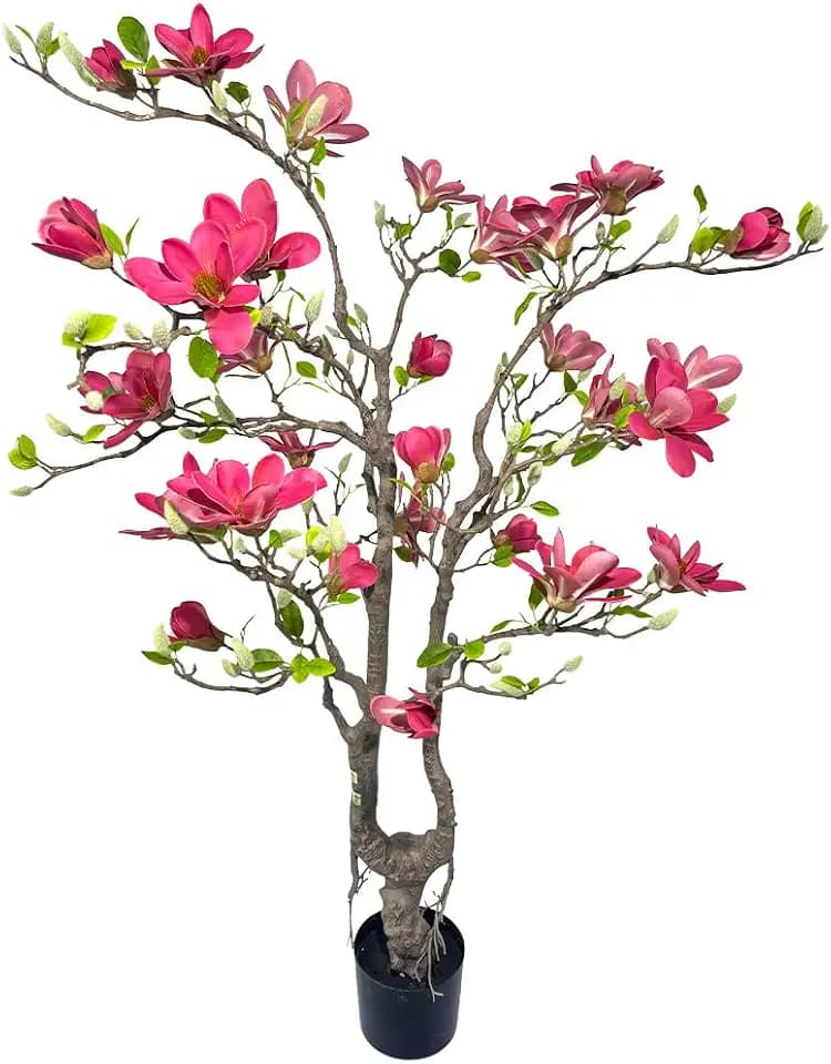 5FT Red Magnolia Tree, 1 Pack Faux Tree Indoor Outdoor Decor