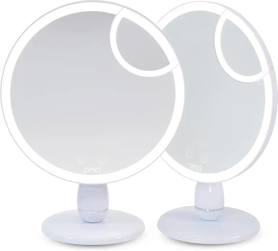 PMD Reflect Pro - Premium Beauty LED Mirror with TriLume Technology & Handheld Capabilities - Three Light Modes - 360° Rotation, 90° Tilt, & 5x Magnification - Travel Ready