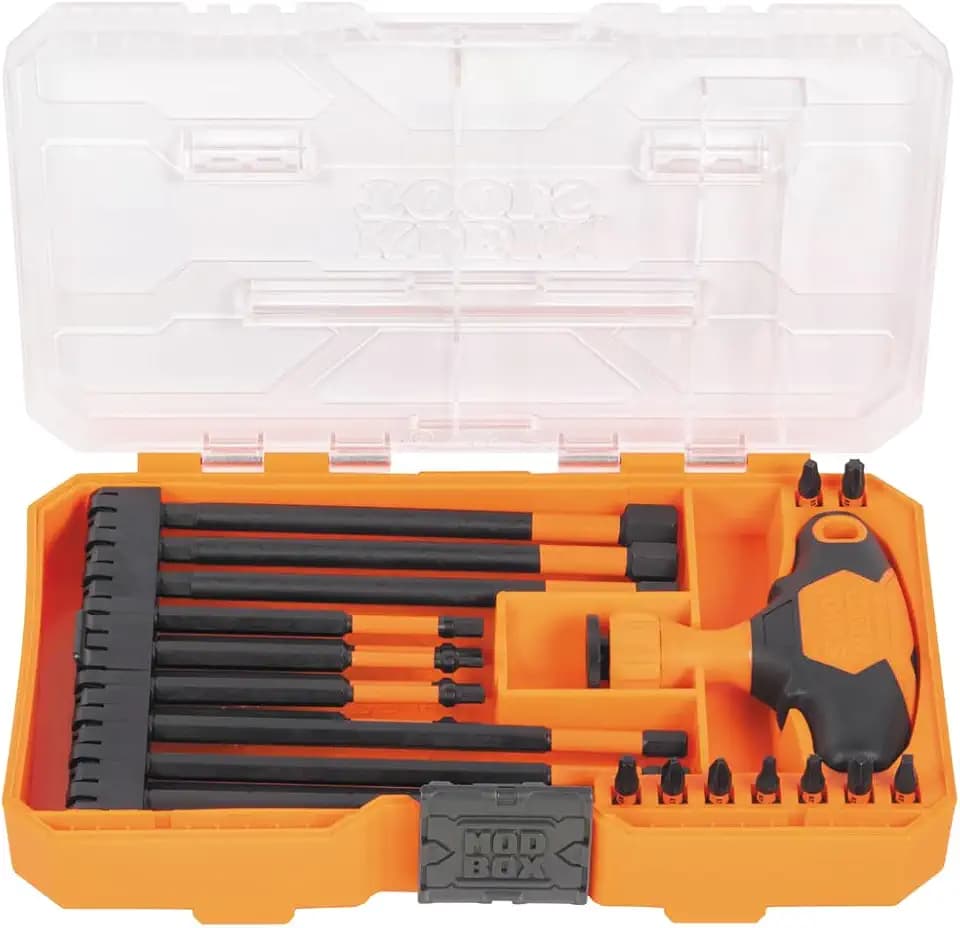 Klein Tools 33804 ProFlex Impact-Rated Interchangeable Ratcheting T-Handle Set, Torsion Zone, Magnetic Bit Holder, SAE, Metric, TORX
