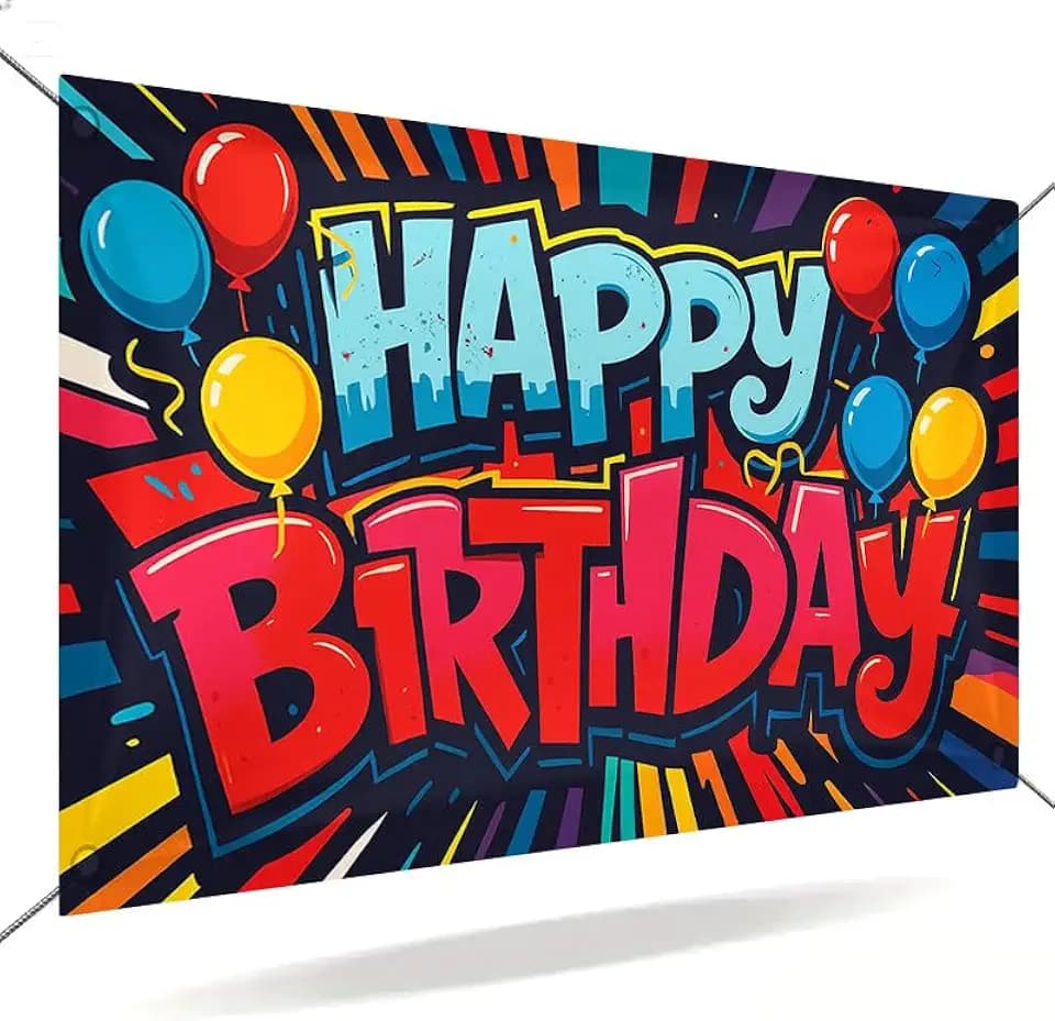 Happy Birthday Balloons Banner 71x43 Inch, Large Birthday Party Backdrop Decorations, Colorful Balloon Photo Booth Background for Kids Adults Indoor Outdoor Celebration