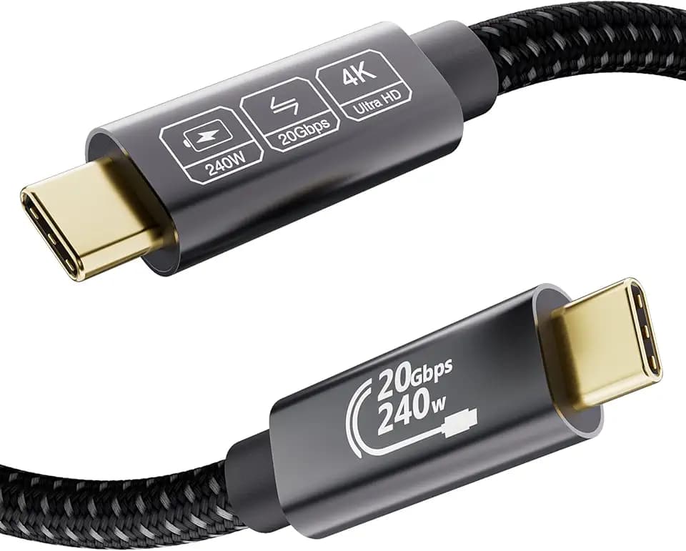 USB-C-Kabel, 2 m, USB C 3.2 Gen2 × 2 240 W, 48 V/5 A, Video 5K bei 60 Hz, 4 K bei 144 Hz, USB-Datenkabel Typ C 20 Gbit/s für Thunderbolt 3/4, iPhone16, iPhone15, Switch, Macbook, USB C Monitor