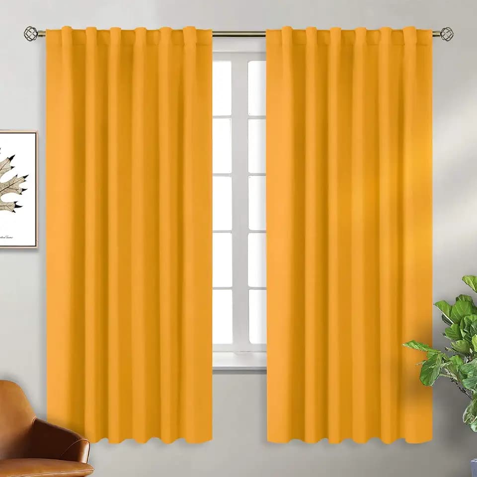 BGment Rod Pocket and Back Tab Blackout Curtains for Bedroom - Thermal Insulated Room Darkening Curtains for Living Room, 2 Window Curtain Panels (52 x 72 Inch, Mustard Yellow)