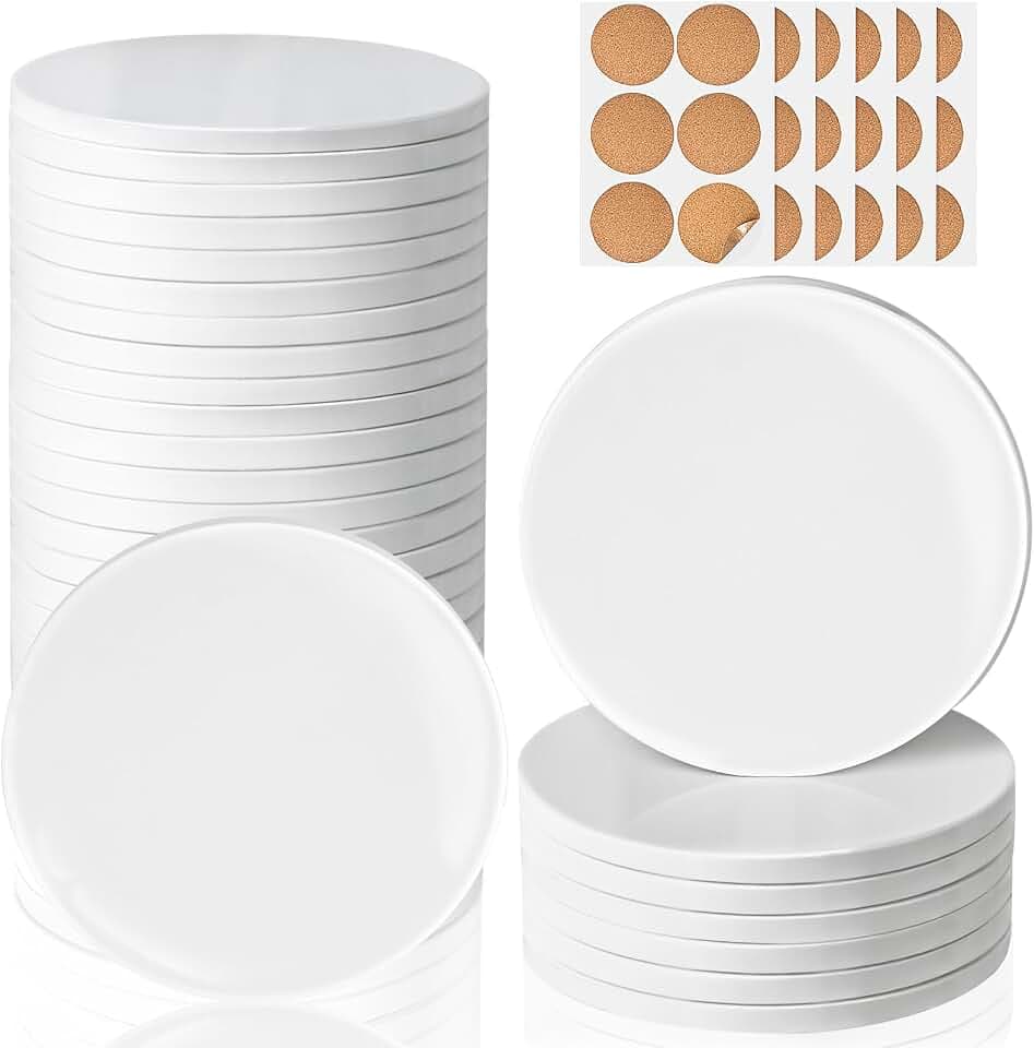 36 PCS Sublimation Coasters Glossy Glazed Ceramic Tiles with Cork Backings