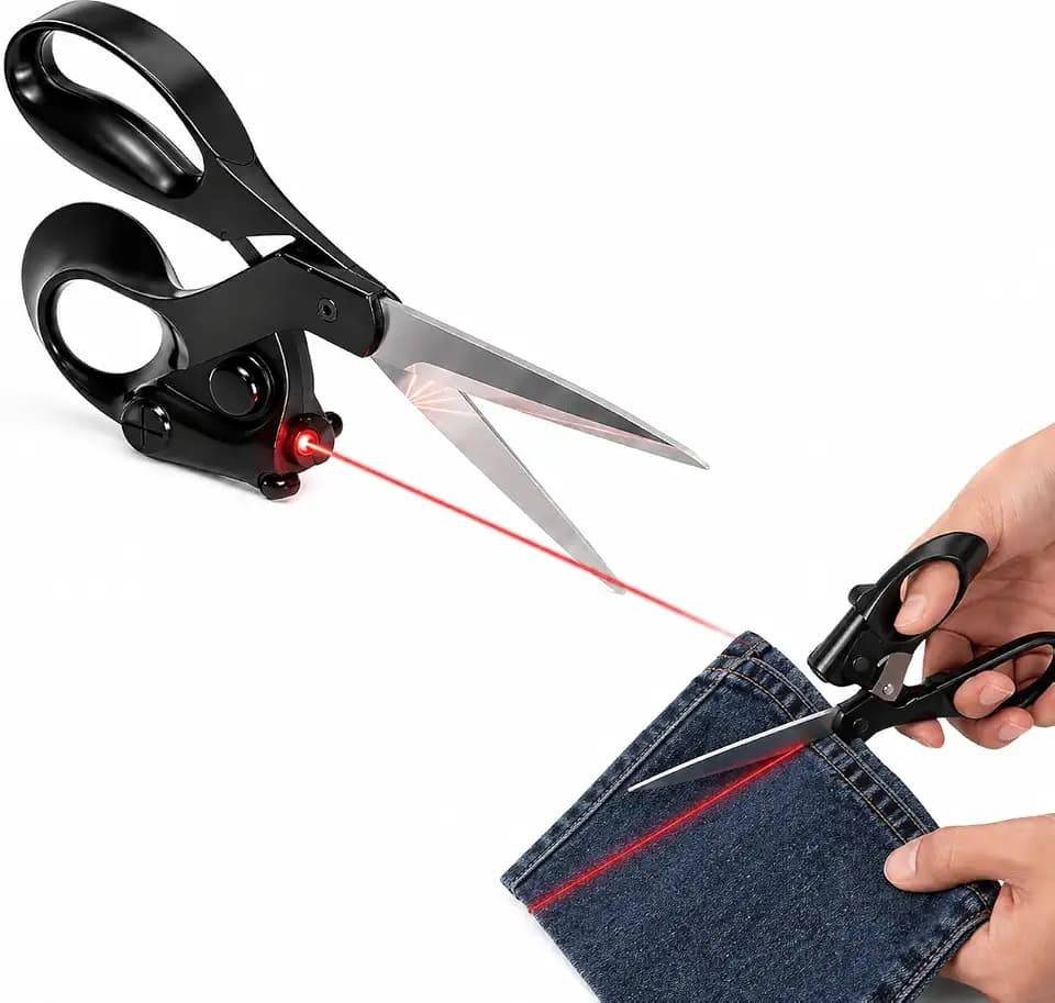 Professional Laser Guided Scissors for Fabric Cutting, Upgraded Ergonomic Handle, Sewing Scissors Cuts Straight Fast with Precision Laser Guide for Quilting, Crafting, Paper, Gift Wrapping