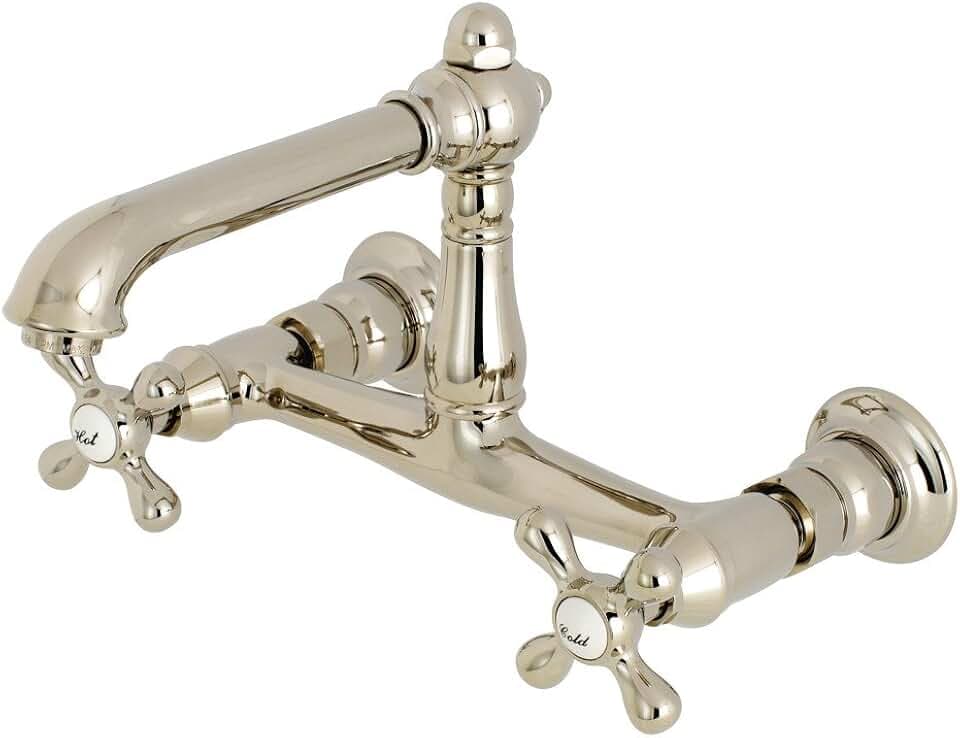 Kingston KS7246AX Wall Mount Bathroom Faucet, Polished Nickel
