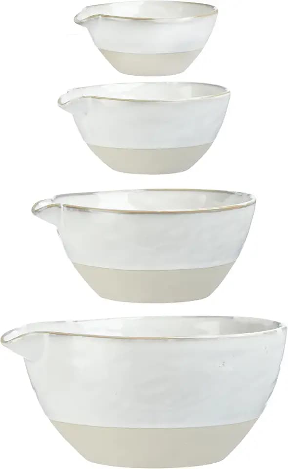 Stoneware White Batter Bowls (Set of 4)