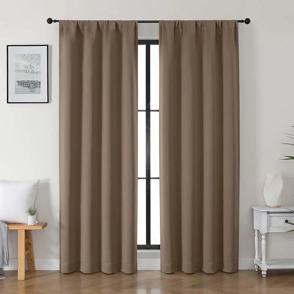 Gwine Brown Blackout Curtains for Bedroom 84 inches Long 2 Panels Set, Solid Noise Reducing Thermal Insulated Blackout Curtains for Living Room with Rod Pocket, Each 40" Wx84 L