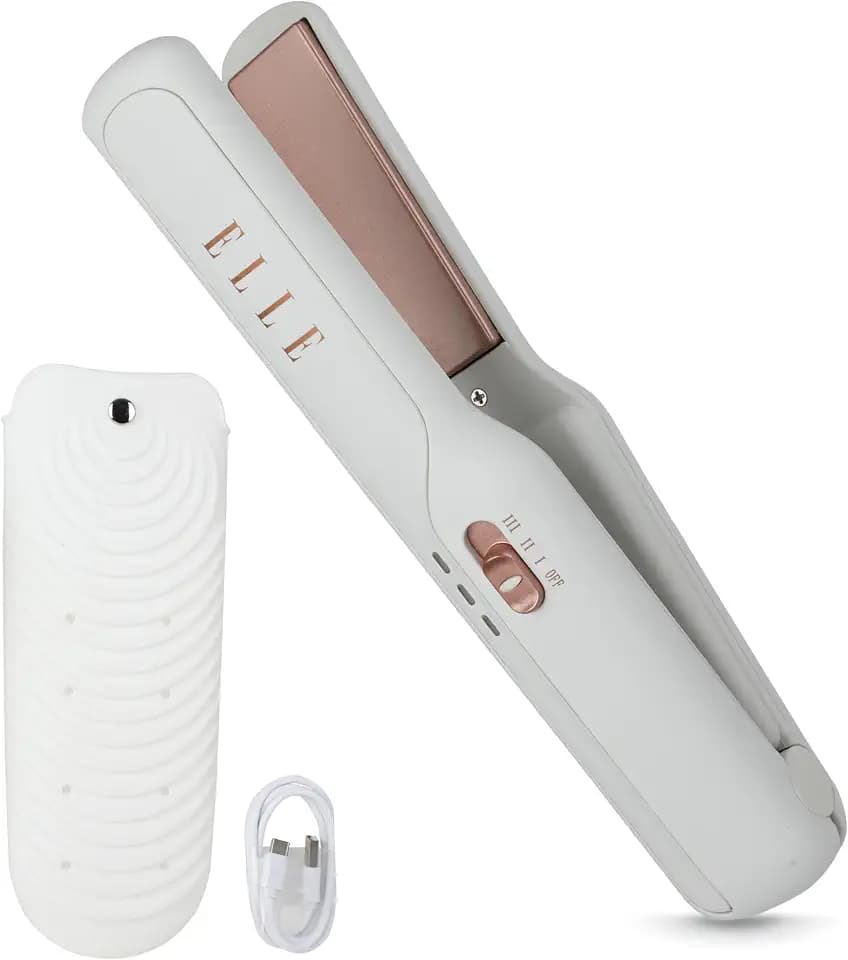 ELLE - Cordless Ceramic Hair Straightener Flat Iron for Travel