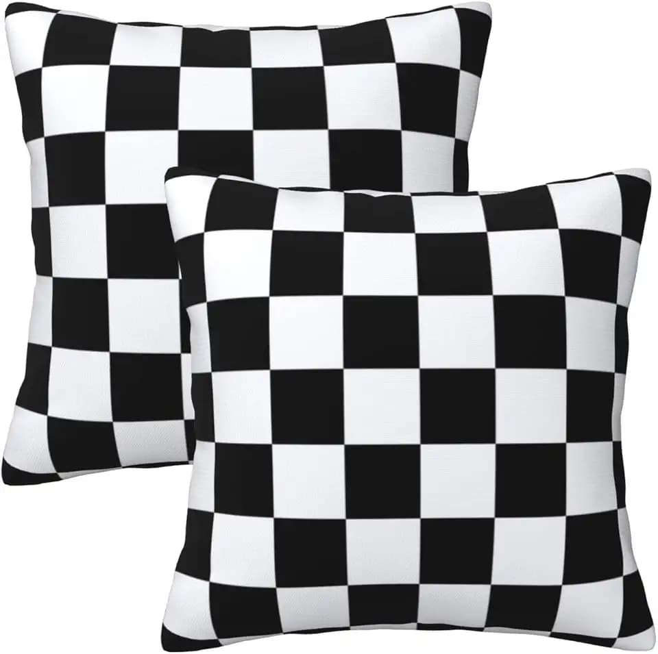 Checkered Pillow Covers 20x20 in Sets of 2 Couch Black and White Plaid Pillow Case Modern Decorative Square Throw Pillows for Home Living Room Bedroom Bed Cushion