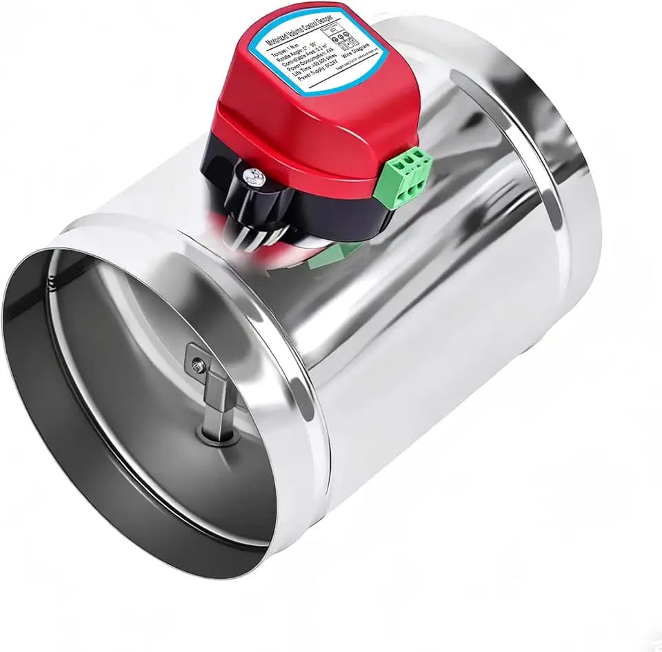 6" Motorized Duct Damper,On/Off Backdraft Damper Control, Stainless Steel Airflow Control Damper for HVAC System, 24V DC