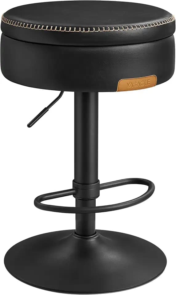 VASAGLE 360° Swivel Bar Stool, Height Adjustable, with Storage