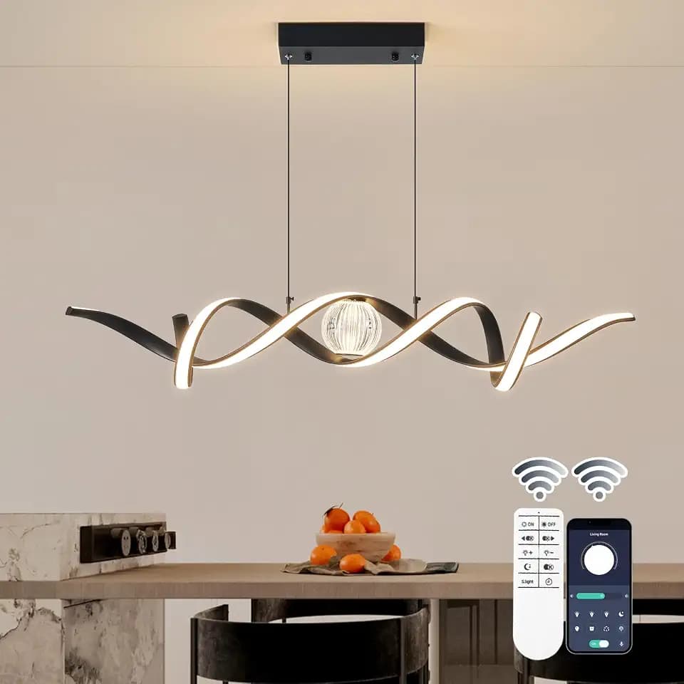 ORANOOR Modern LED Pendant Lights, Dimmable 39in Spiral Wave LED Chandelier