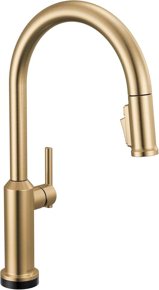 Delta Cordova Touchless Kitchen Faucet with Touch Technology, Brushed Gold Kitchen Sink Faucet with High Pressure ProClean Spray, Single Hole, Lumicoat Champagne Bronze 9185TL-CZ-PR-DST