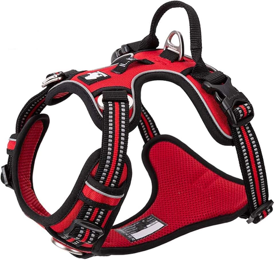 True Love Hundegeschirr, kein Ziehen, verstellbar, reflektierend, weiches Nylon, für kleine und große Haustiere, TLH56512 (XS, rot)