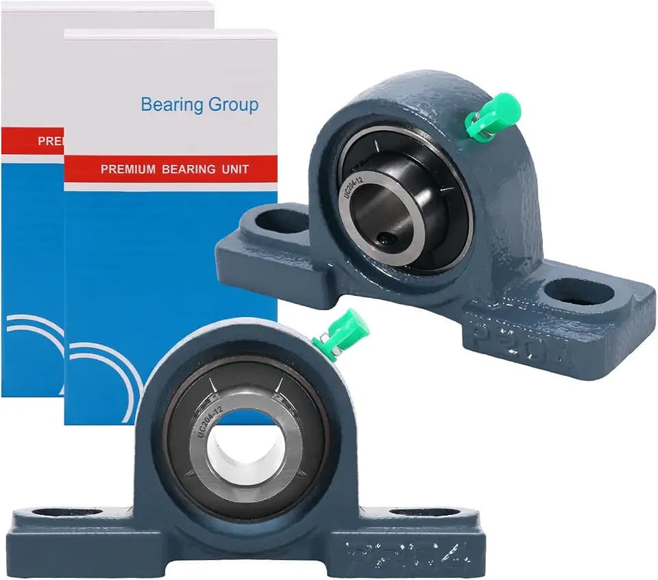 2 Pack UCP204-12 Pillow Block Bearing - Pack of 2 Mounted Pillow Block Bearings - 3/4" Mounted Pillow Block Chrome Steel Bearings Solid Cast Iron Base - Self Alignment