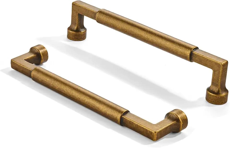 10 Pack 6 Inch Hole Center Antique Brass Cabinet Pulls-Heavy Duty Solid Cabinet Handles for cabinets Dressers Kitchens Handles Bathroom cabinets