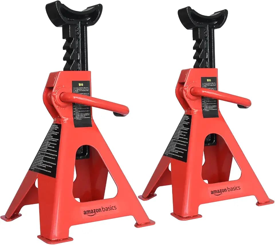 Amazon Basics SW-STJK03 Stützfuß, Stahl, Kapazität von 3 Tonnen (2,7 metrische Tonnen), Schwarz und Rot