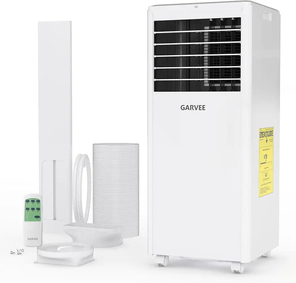 Garvee Portable Air Conditioner 8000 BTUs, 3 in 1 Dehumidifier, Fan, Cool for 350 Sq.Ft. Rooms, Portable AC with Remote Control/LED Display/Installation Kits/Timer/Sleep Mode,Black