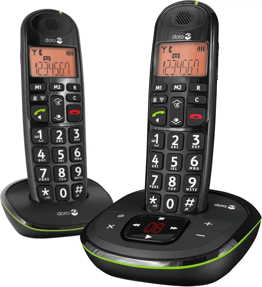 Doro PhoneEasy 105wr Duo Schnurloses Telefon mit Mobilteil inkl. Ladeschale schwarz, 380104