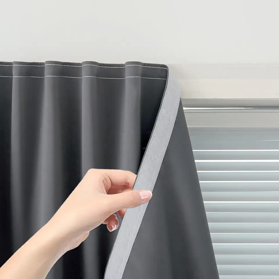 Thermal Blackout Curtains with Self Adhesive Tape No Rod No Drill Easy Install Window Cover for Bedroom Kitchen Dorm 58" W x 71" L Grey 1 Panel