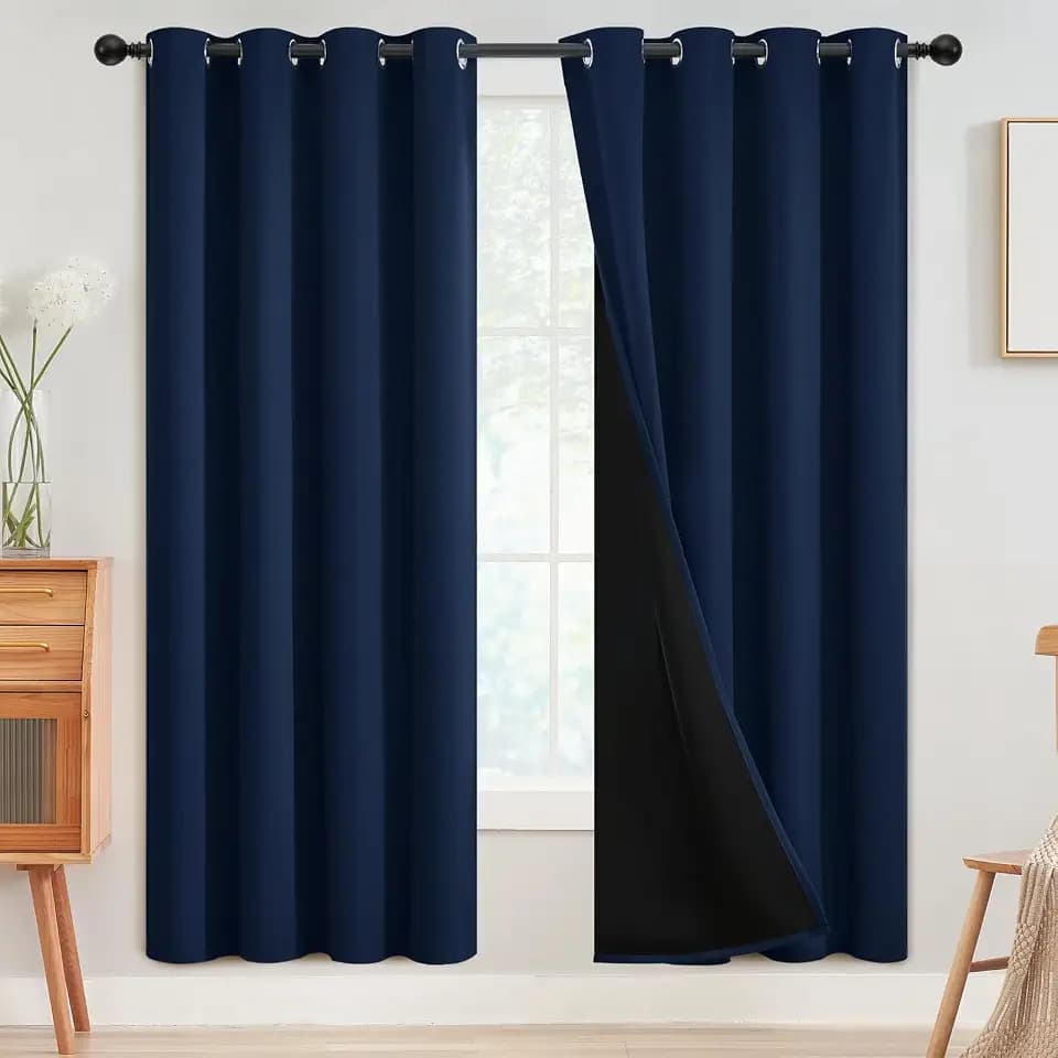 SimpleHome Navy Blue 100% Blackout Curtains Room Darkening Living Room 72