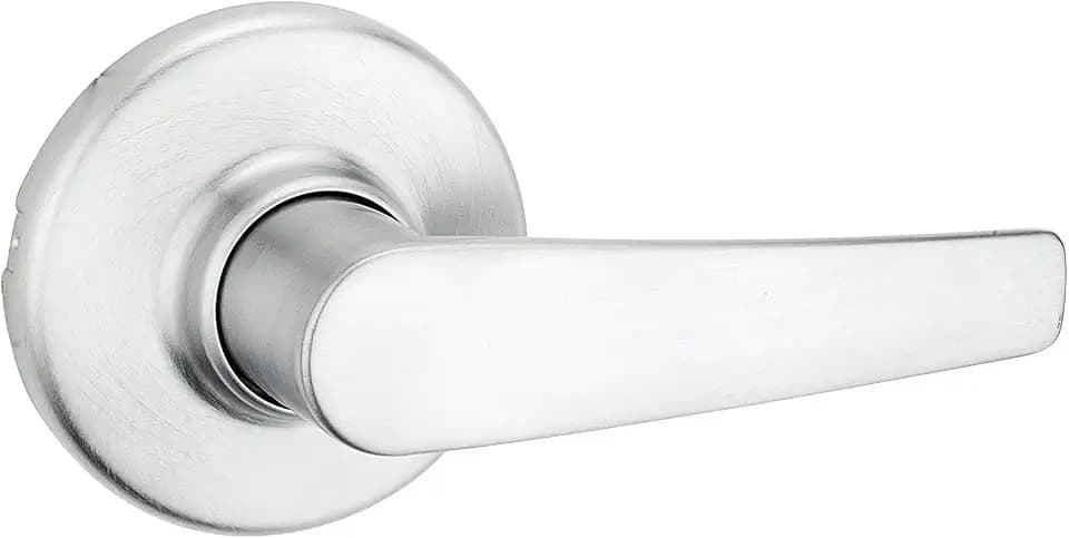 Kwikset Delta Interior Passage Door Handle, Lever For Closet and Hallway Doors, Reversible Non-Locking Handle Lever, Satin Chrome