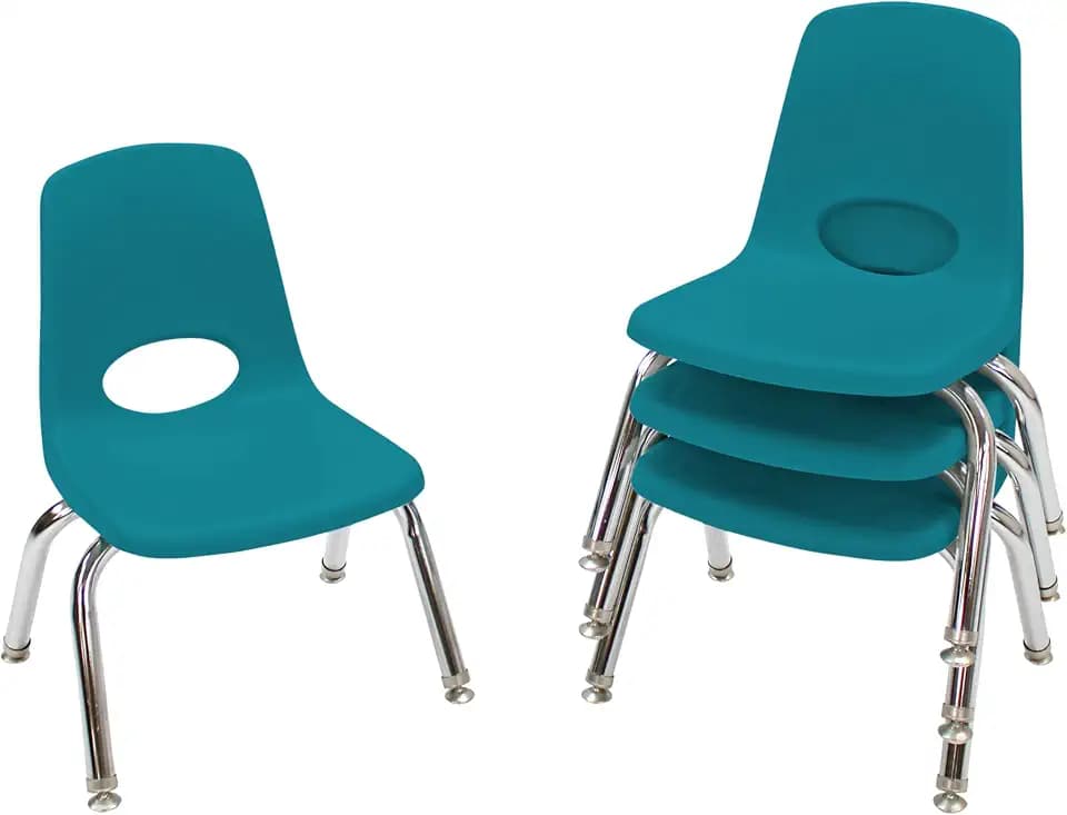 FDP 10" School Stack Chair with Swivel Glides, Teal, 4-Pack, 13227-TL