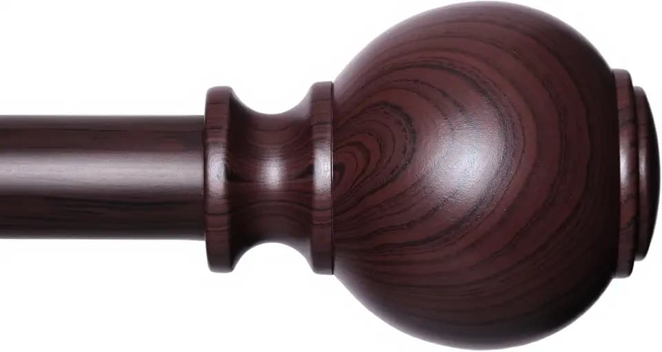 Wood Curtain Rods for Windows 28 to 48 Inches,1 inch Heavy Duty Window Curtain Rods with Imitation Wood Grain Finials,Decorative Drapery Rods Adjustable, 28"-58"(2.3-4.8ft), Red Wood