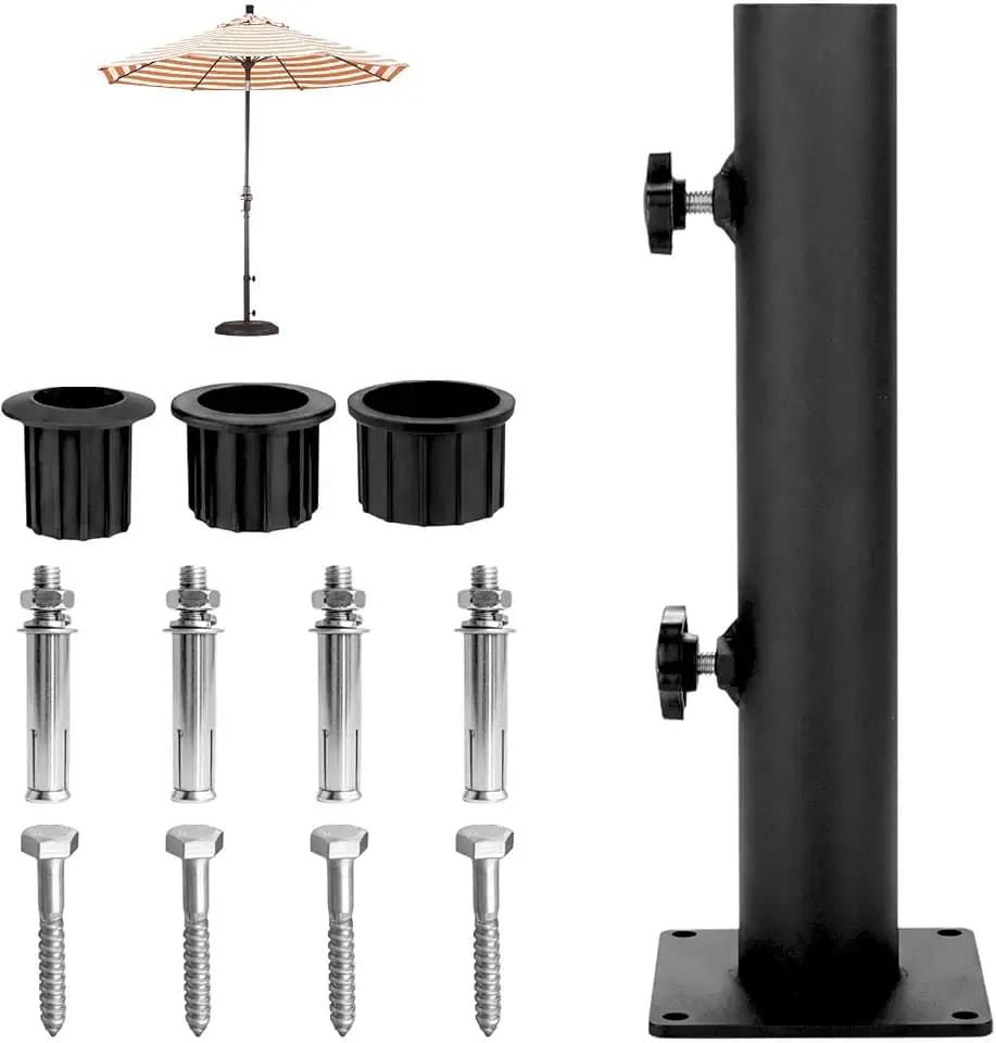 58 mm Garten Sonnenschirm Standrohre,Sonnenschirm hülse stände,Standrohr Sonnenschirm Verstellbarer,Sonnenschirmständer Hülse,Sonnenschirmständer Halterung,mit3Schirmhalterhülsen,inklusive 8 Schrauben
