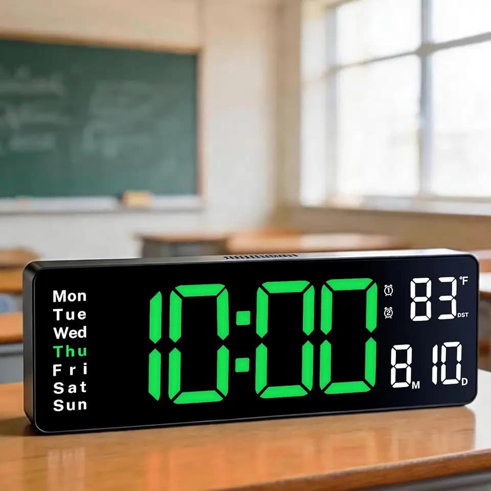 Digital Clock Large Display, 16" Large Digital Wall Clock for Classroom, Led Big Wall Electric Clocks with Remote Control,Date,Week,Alarm,Temp,Night Light for Bedroom,Living Room,Gym,Office