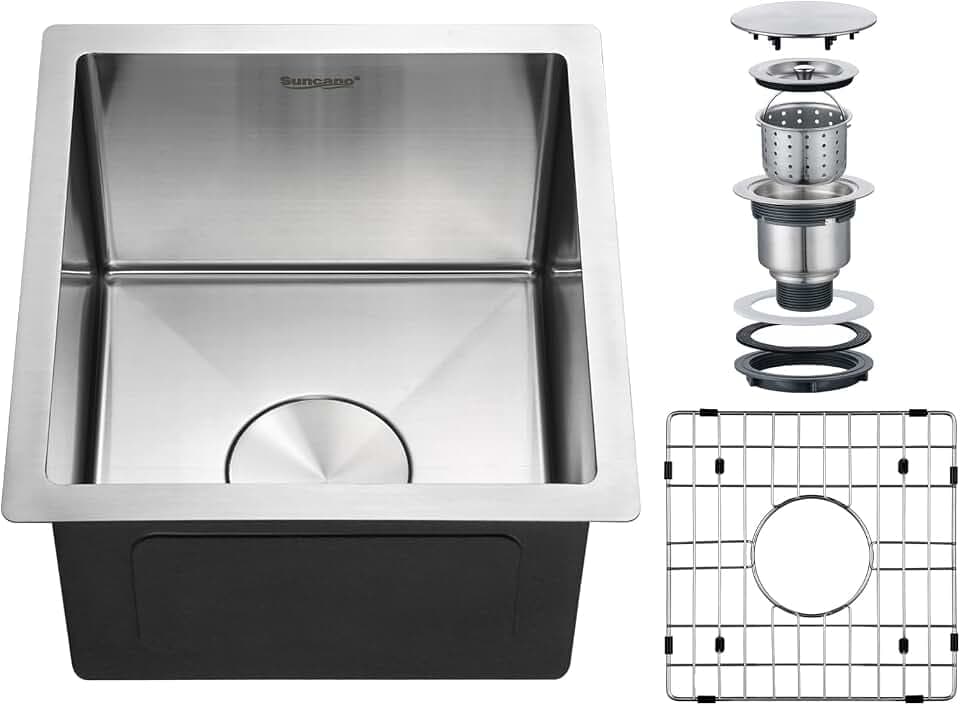 13x15 Undermount Bar Sink, Brushed Stainless Steel Small Sink