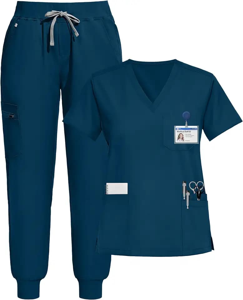 Scrubs for Women Set, V-Neck Jogger Set