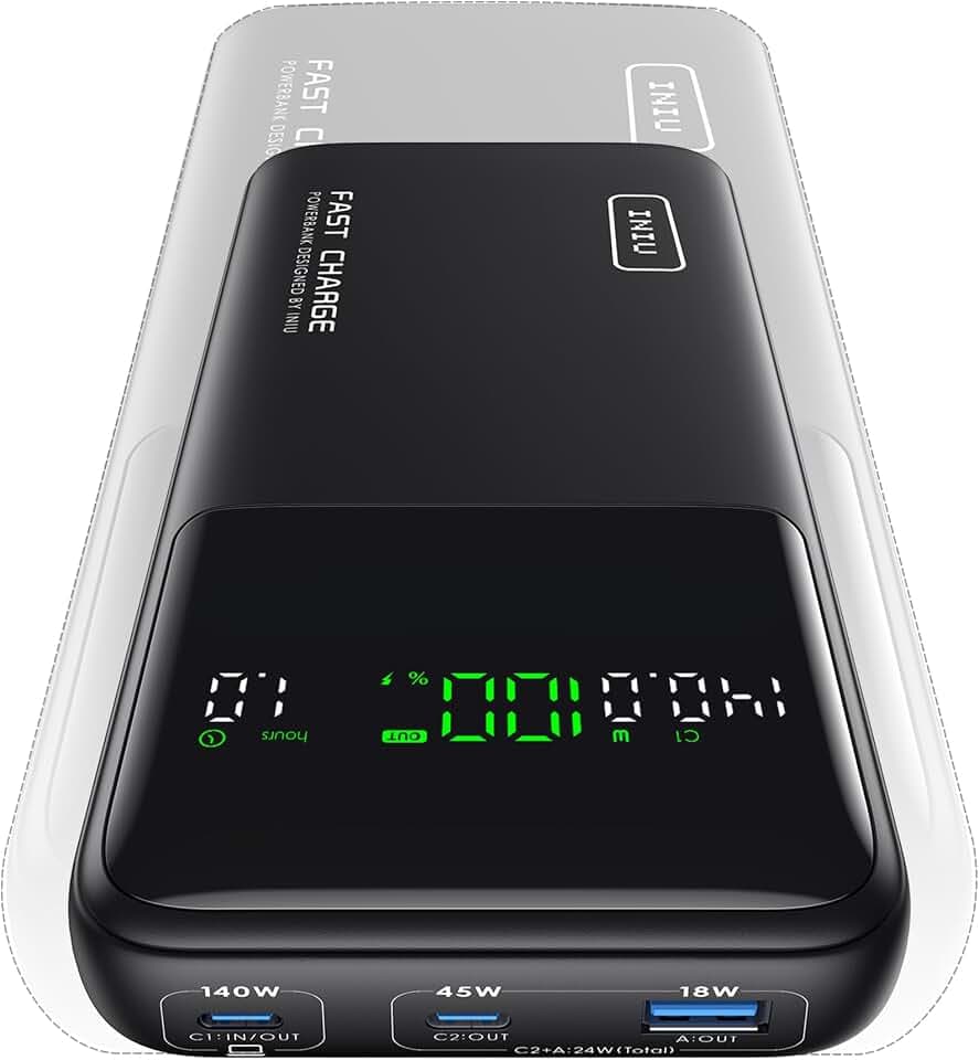 INIU Laptop PowerBank, 140W 25000mAh Power Bank Schnelles Laden, Klein Externer Handyakkus USB-C Input & Output für MacBook, Surface, iPad, Camera, DJI, iPhone 16 15 14, Reise, Wandern, Büro