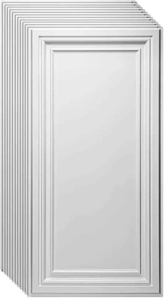 Art3d Decorative PVC Ceiling Tiles 2x4 ft, 12 Pcs, 96 Sq.Ft, Rect White