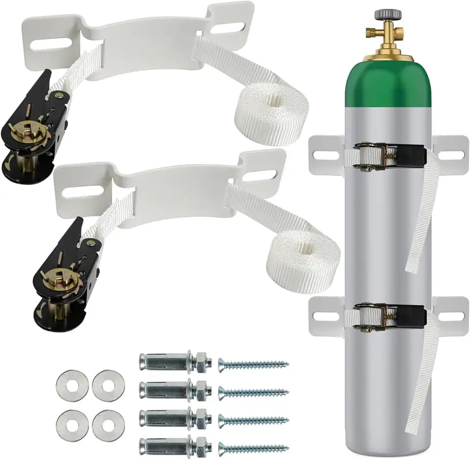 2PCS Steel Propane Tank Holder, Cylinder Wall Mount Brackets - White