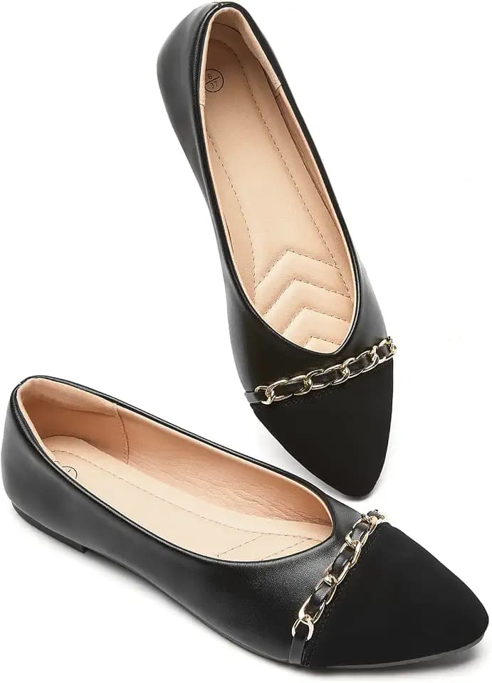 Women's Black Flats Shoes,Pointed-Toe Dress Shoes,Ballet Flats Comfortable
