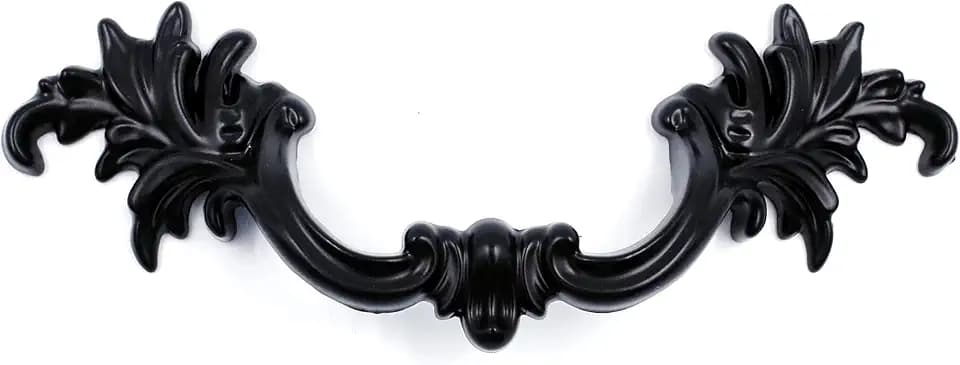 Jetland French Provincial Drawer Pulls - 6-Pack, Flat Black, 2-1/2" Hole Centers, Vintage Shabby Chic Pulls for Dresser Nightstand Cabinet, PW1618064