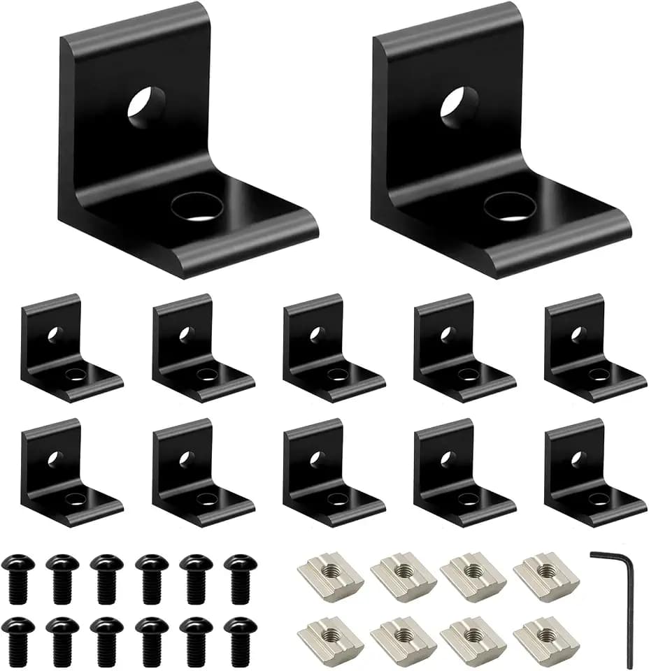 12Pcs 3030 Corner Bracket Connector 90 Degree Angle Bracket Black