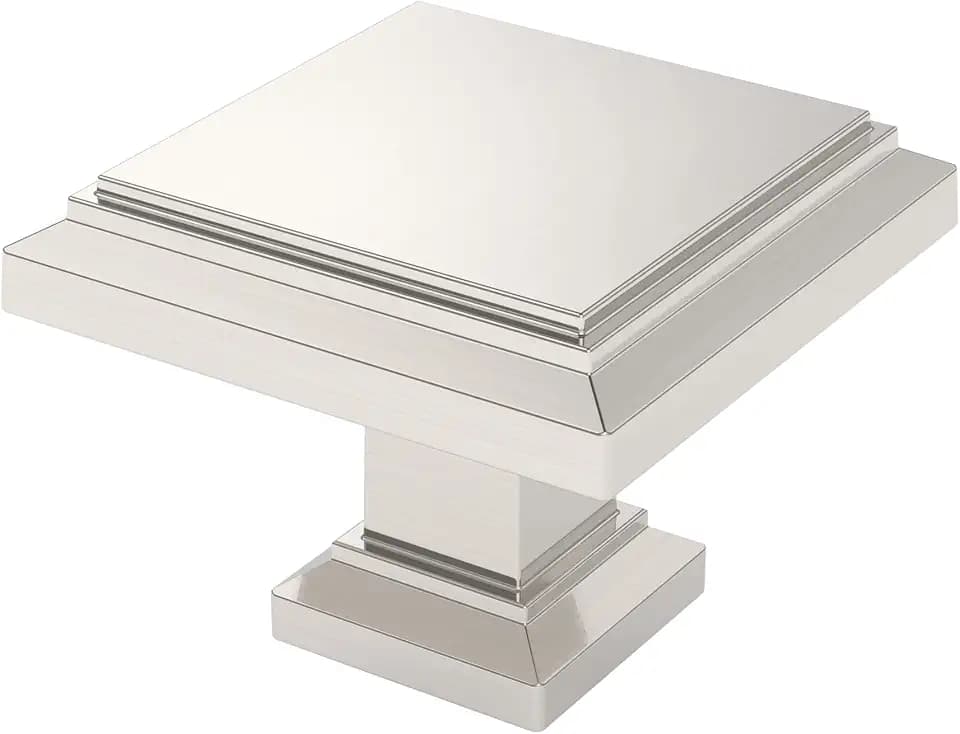 Alzassbg 1-1/4" Brushed Satin Nickel Square Cabinet Knobs 10 Pack, AL6071SN