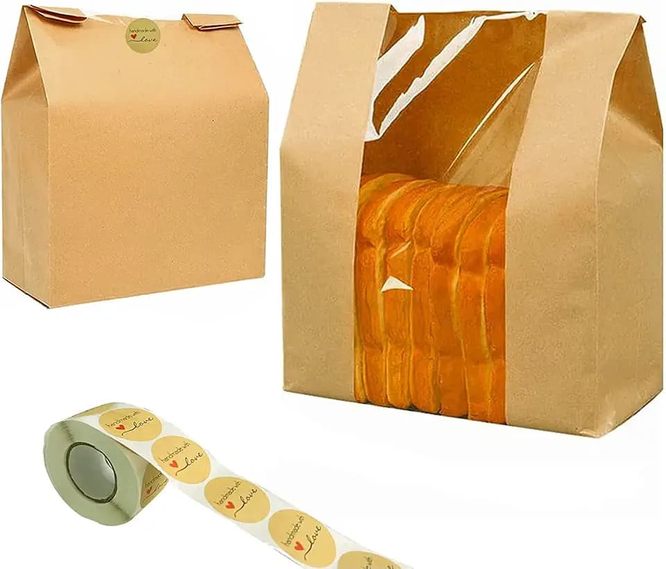 100 Pack Large Sourdough Bread Bags for Homemade Bread & 500 Stickers