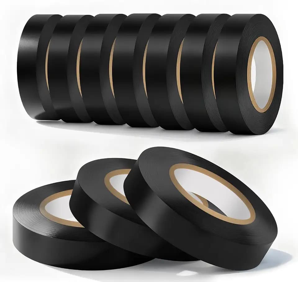 Eliamo 10 Pack Black Electrical Tape, 0.75 inch Wide x 60FT Long, Waterproof, Flame Retardant, High Temp Insulating Tape for Home, Industrial & DIY Repairs