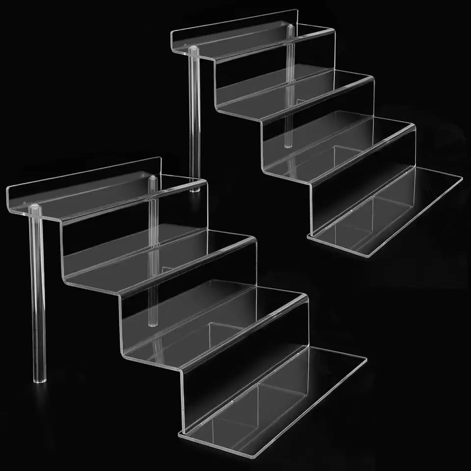 Cerpourt 4 Tier 9" Acrylic Riser Display Shelf - 2 Sets Clear Organizer for Perfume, FUNKO POP, Decoration and Collection Stand