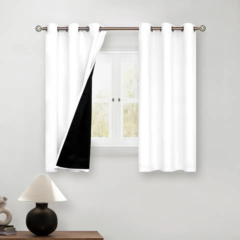 BGment White Short Blackout Curtains 54 Length 2 Panels Set